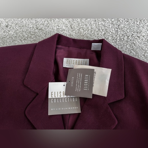 Liz Claiborne Burgundy Wool Jacket Blazer - Picture 7 of 8